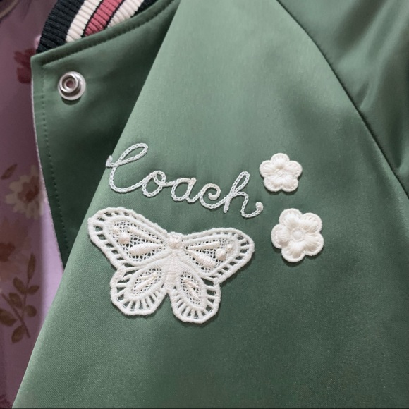 NWT COACH PINK FLORAL/FADED GREEN SOUVENIR REVERSIBLE JACKET IN X-SMALL - Picture 5 of 9